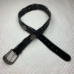 Leather Black Western Festival Sun Buckle Belt S M